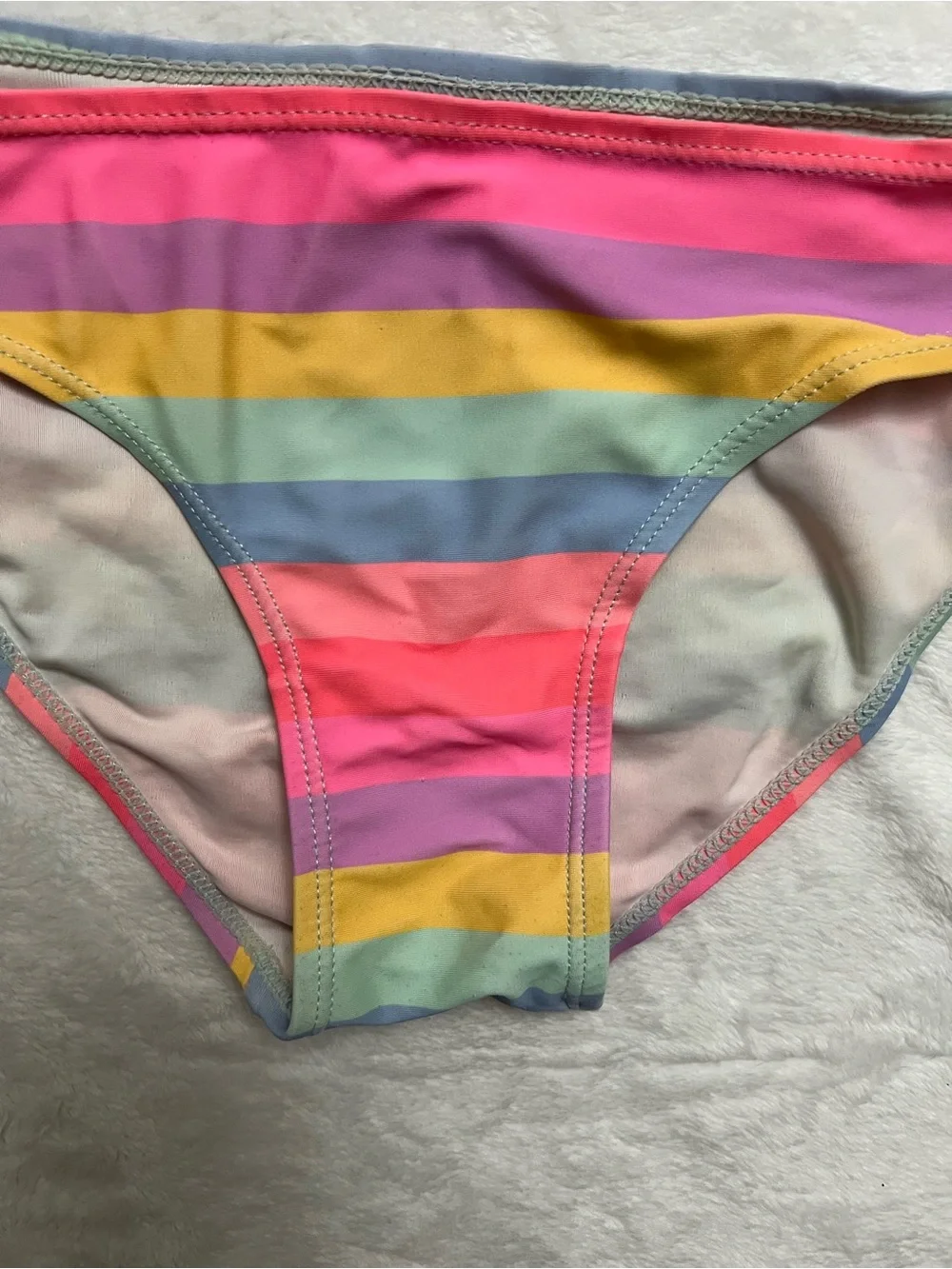 Striped Pastel Triangle Bikini Set - Pink, Yellow, Blue